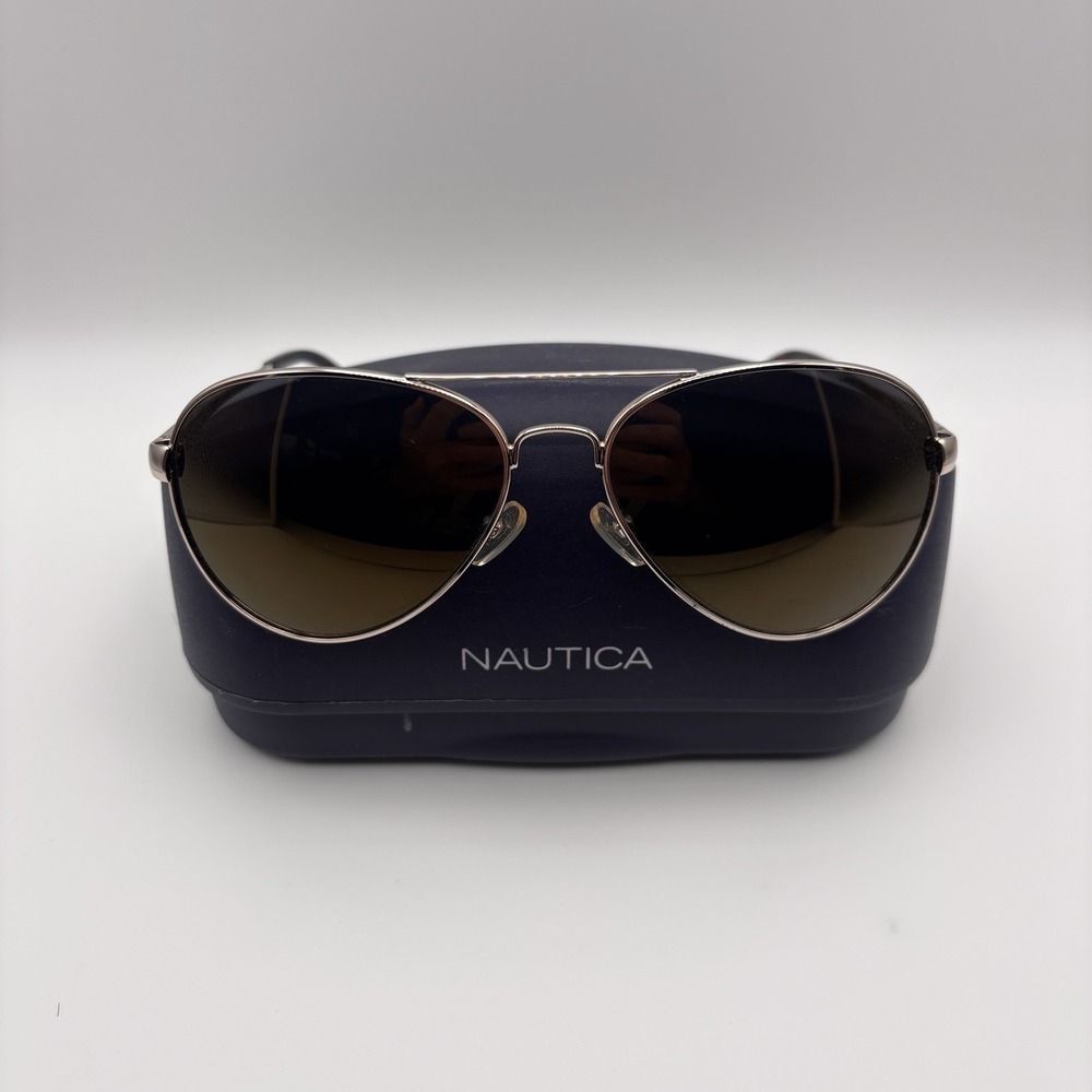 Nautica N4550S 070 Gold Aviator Sunglasses‎ 58mm with Case - Picture 2 of 10